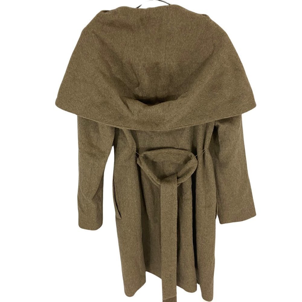 Cole Haan Women's Tie-Waist Wool & Alpaca Blend Wrap Coat Sz 12 Maple Sugar NWOT - Picture 4 of 15